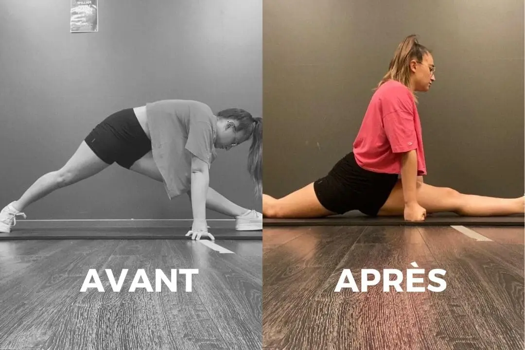 Avant-après grand écart d'une élève