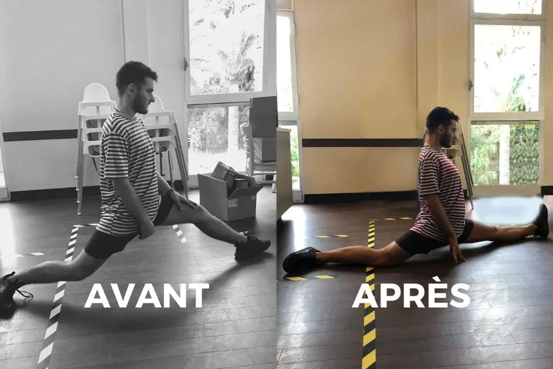 Avant-après grand écart d'une élève
