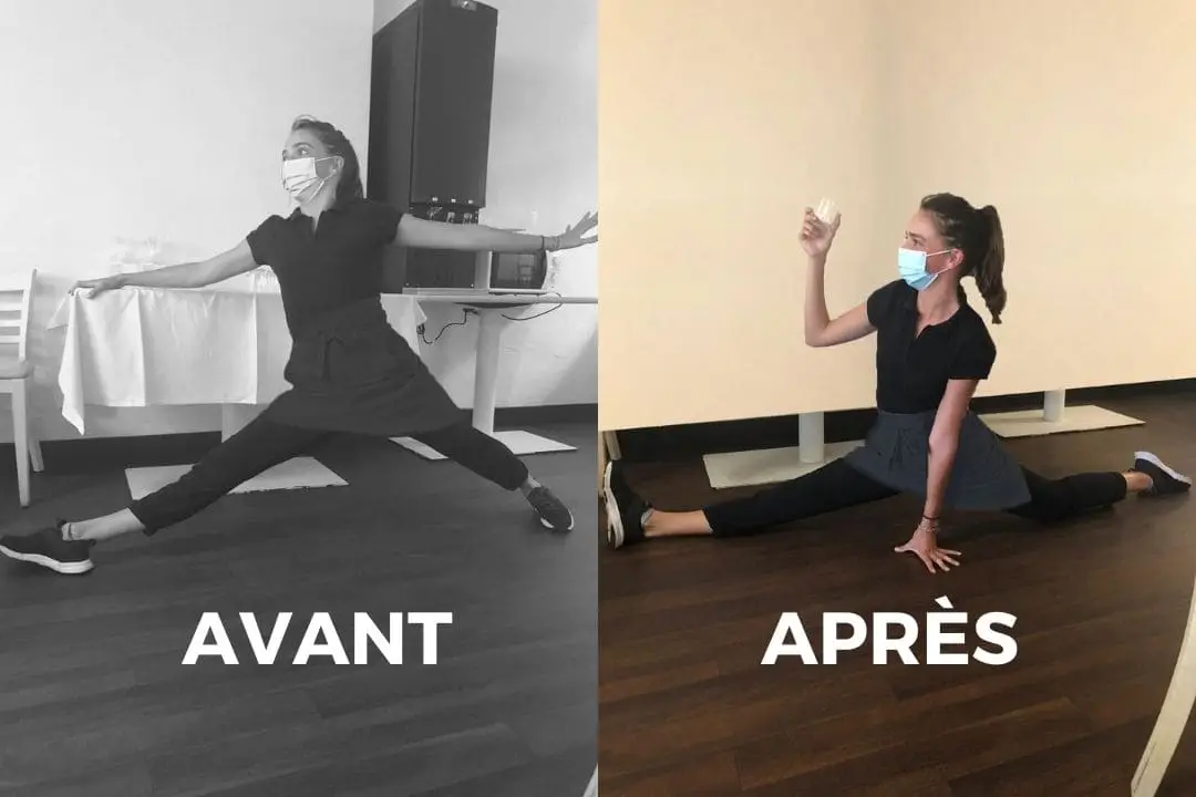 Avant-après grand écart d'un élève