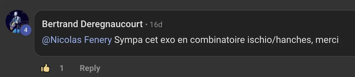 Message d'un élève sur ses résultats avec Coxa