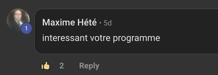 Message d'un élève de Coxa