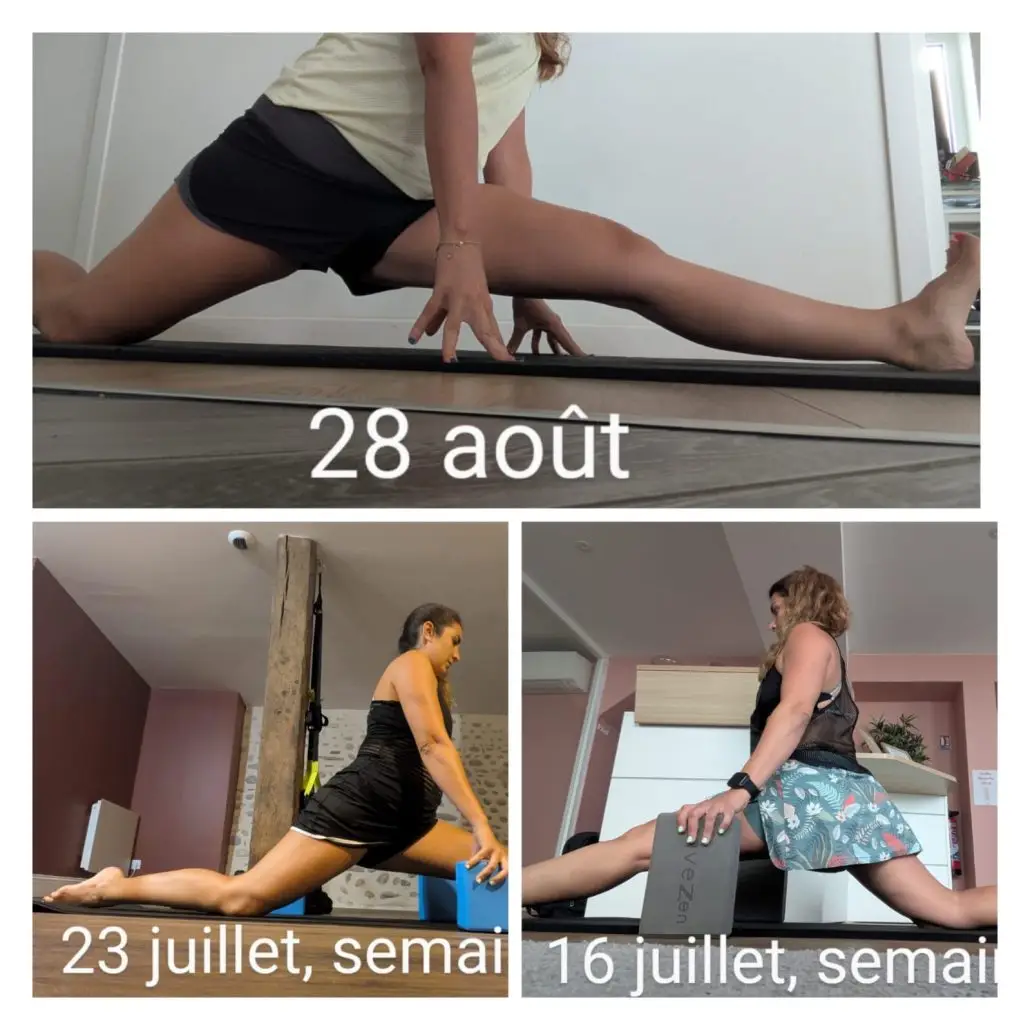 Message d'une élève sur ses progrès en grand écart