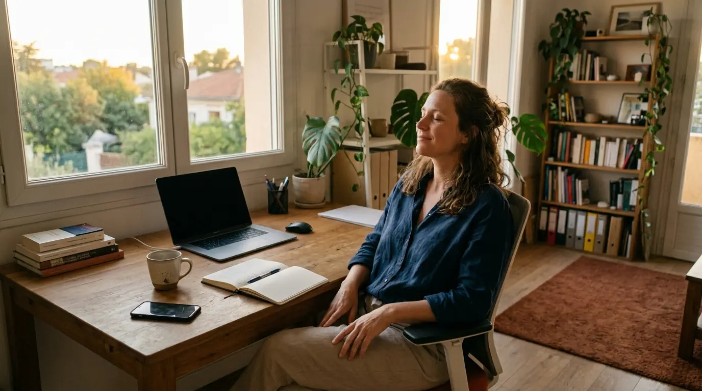 Entrepreneur retrouvant du temps après sa journée de travail