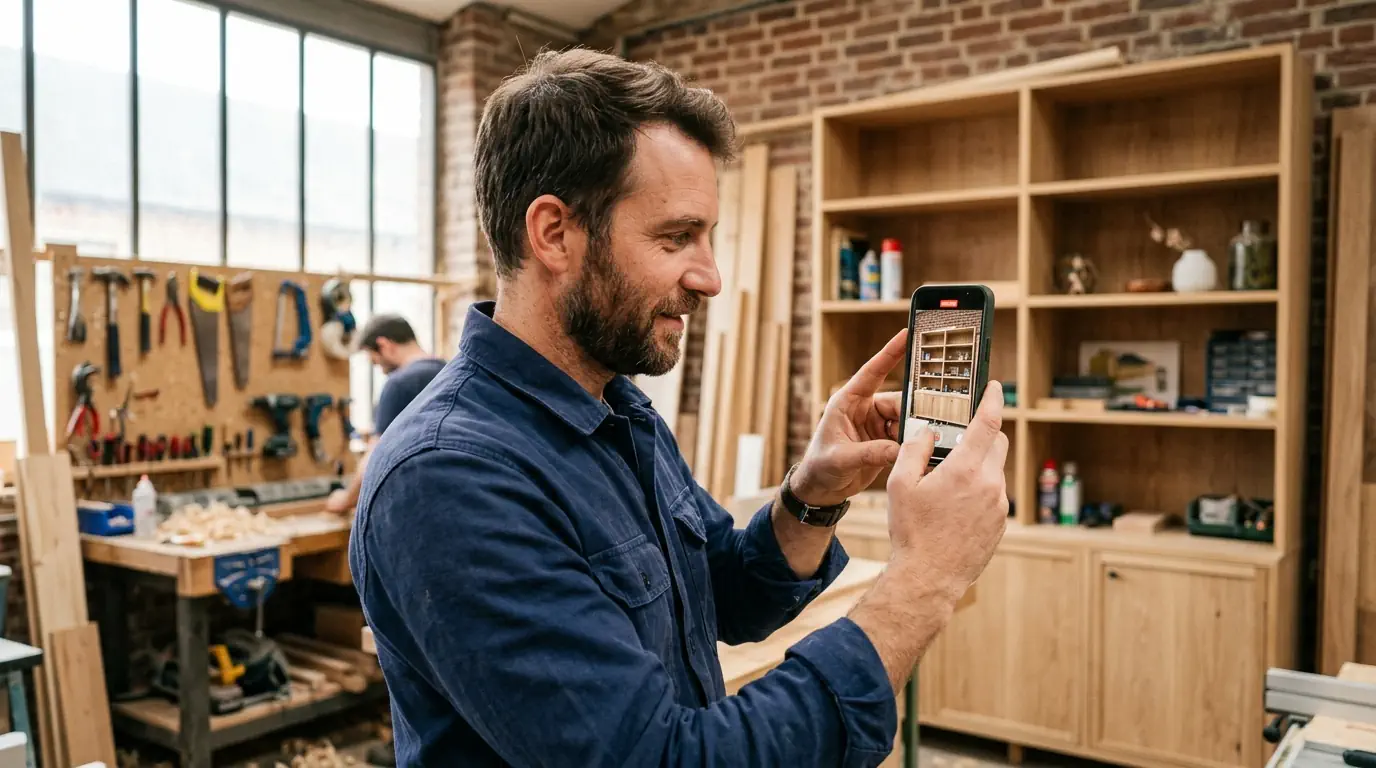 Entrepreneur capturant simplement une image de son travail