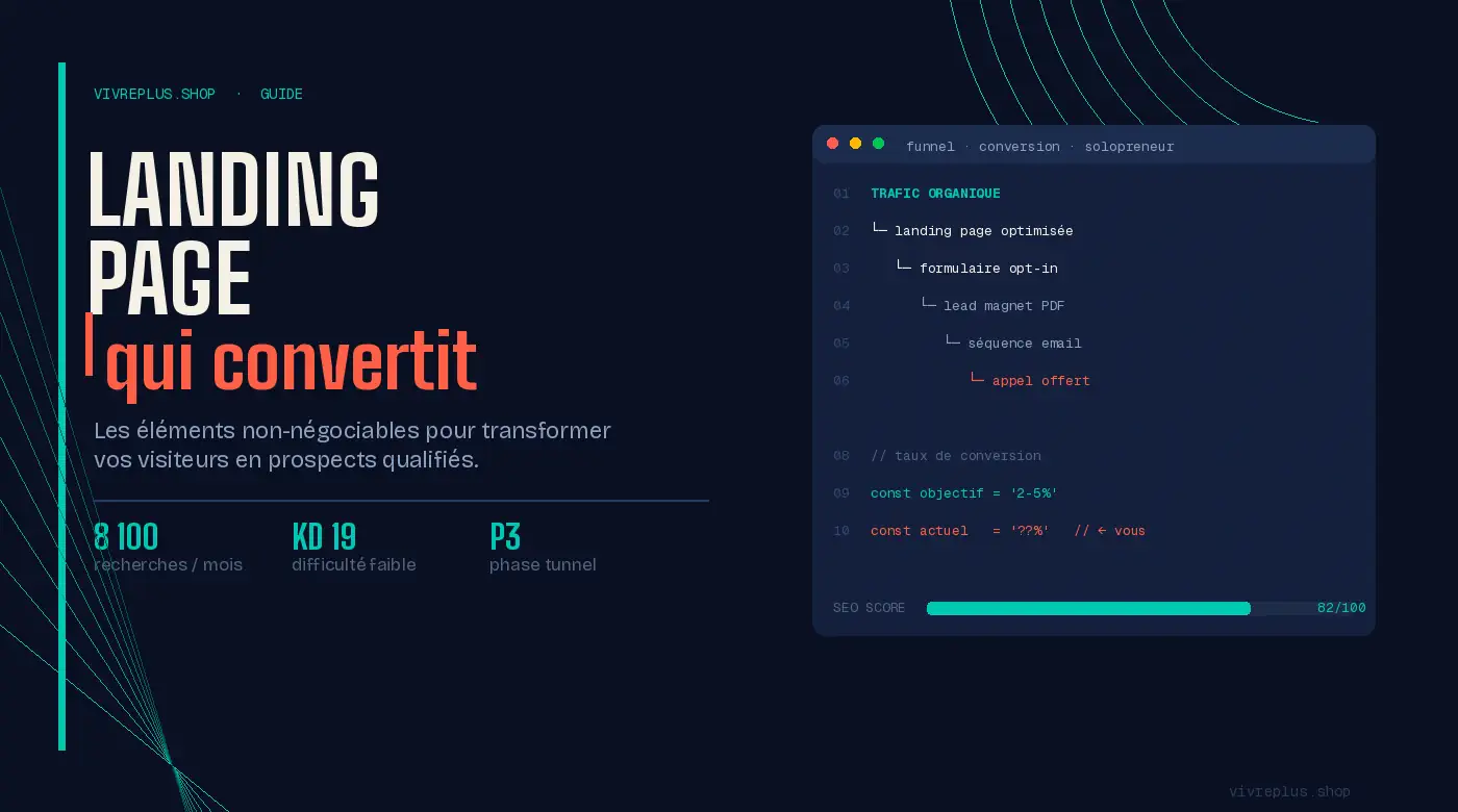 Landing page qui convertit : visualisation du tunnel SEO vers conversion pour solopreneur