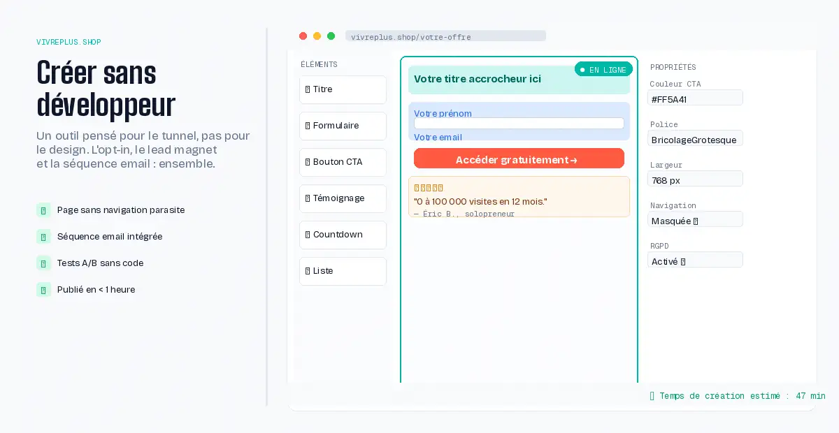 Créer une landing page sans développeur : interface no-code pour solopreneurs
