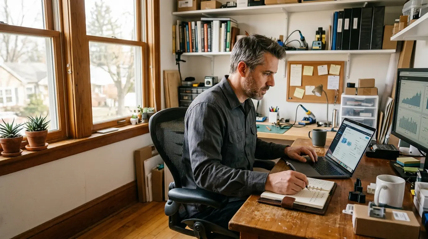 Un entrepreneur seul dans son atelier
