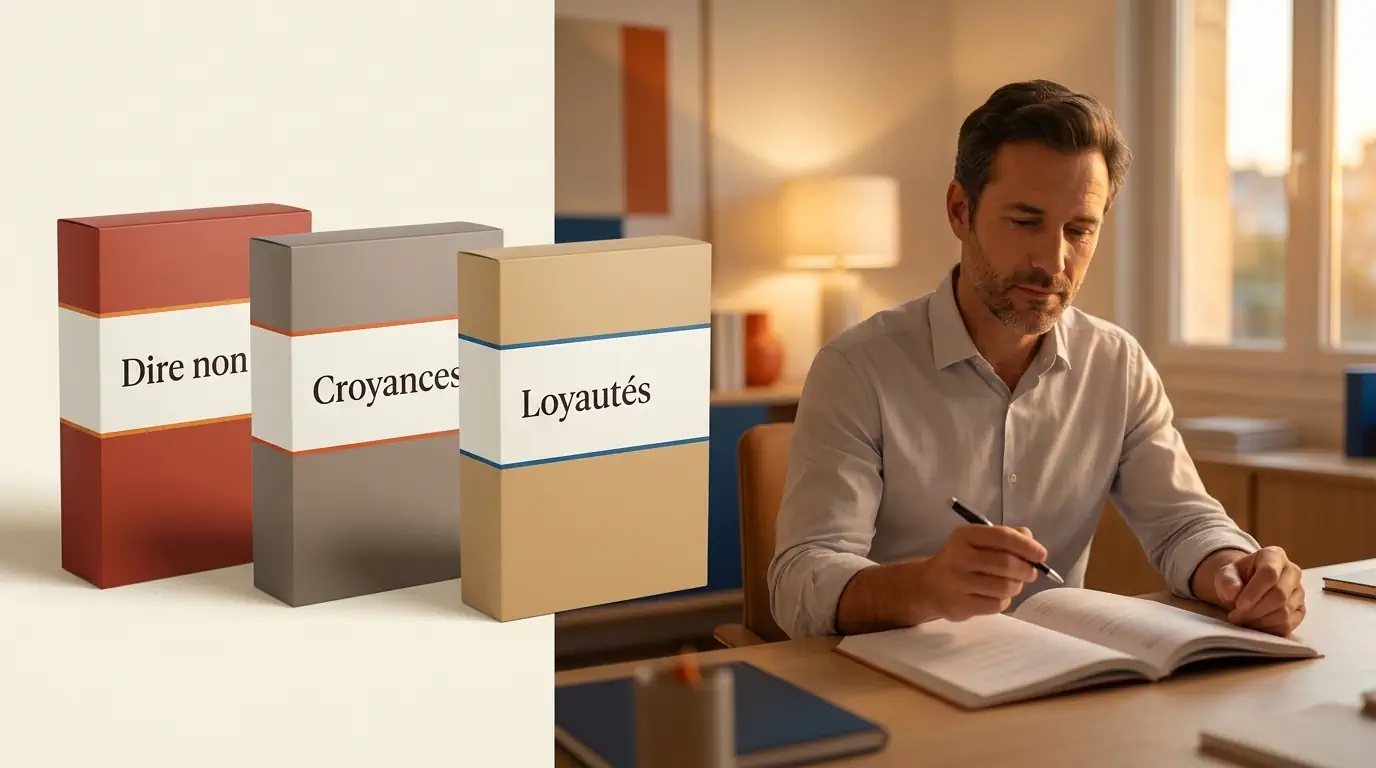 Les trois coffrets du parcours en autonomie : Savoir dire non, Croyances limitantes, Loyautés invisibles