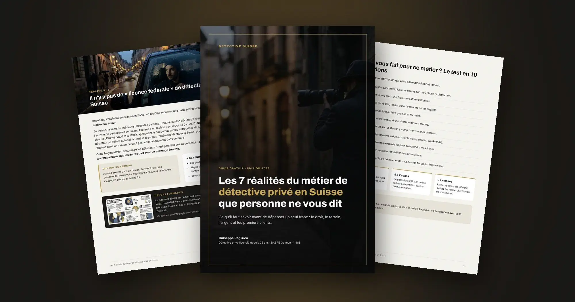 Aperçu du guide « Les 7 réalités du métier de détective privé en Suisse »
