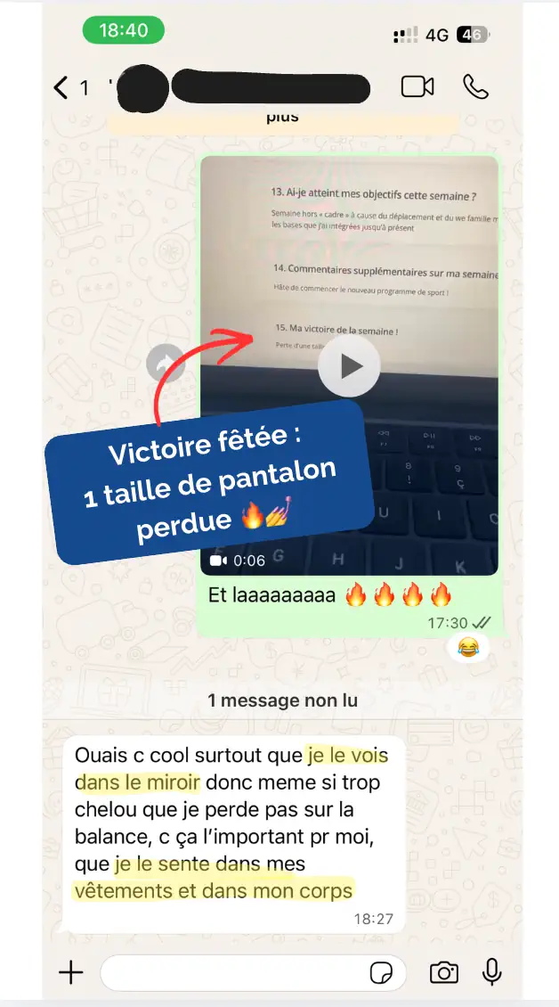 Message d'une cliente