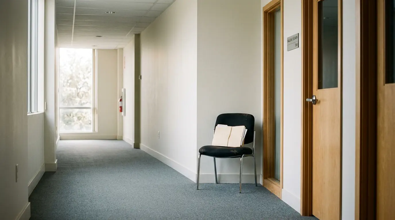 Le couloir devant la salle, quelques minutes avant l'oral
