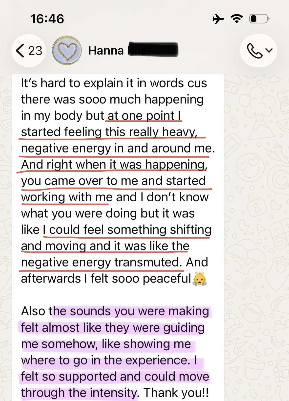 Healing session in progress