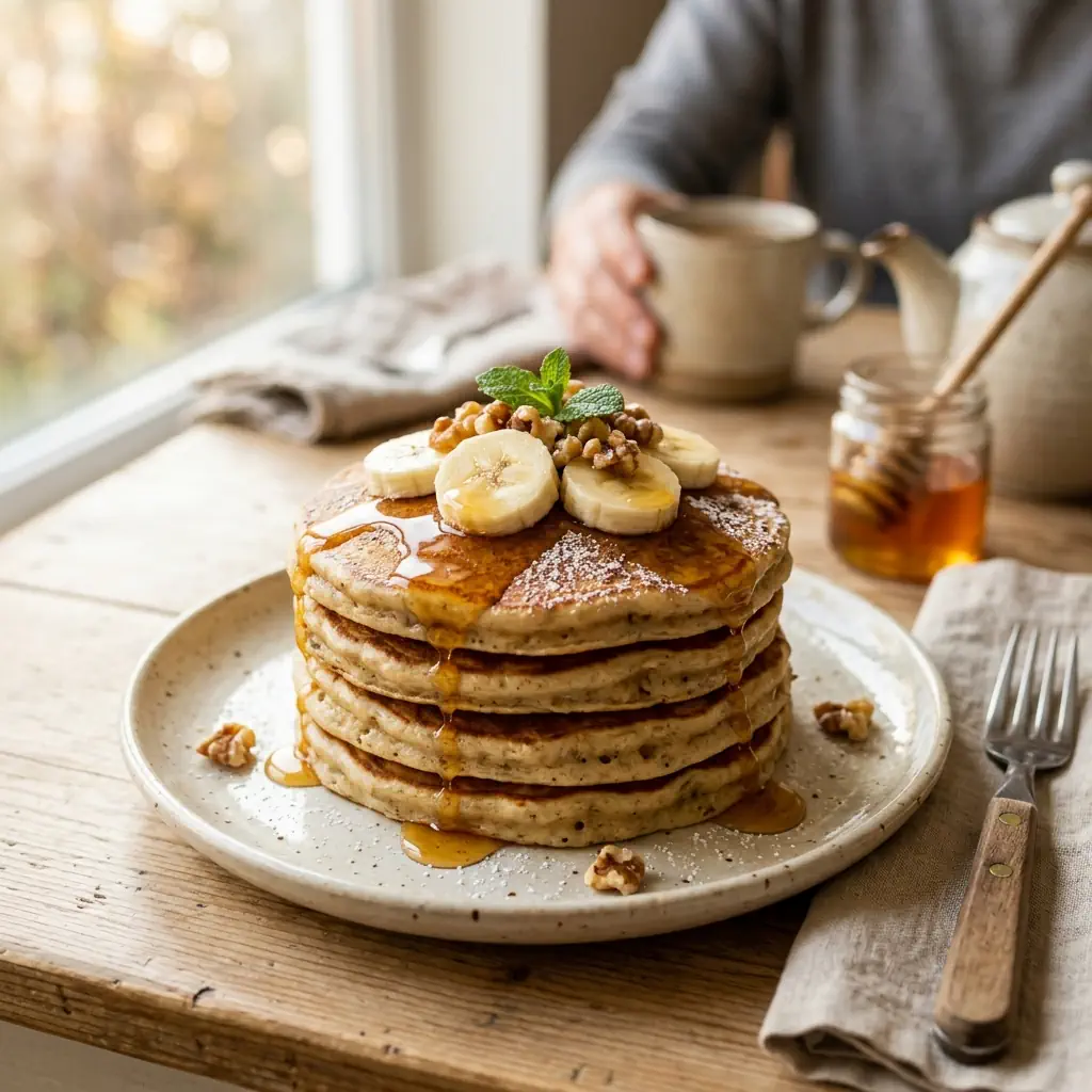 Pancakes à la banane et miel