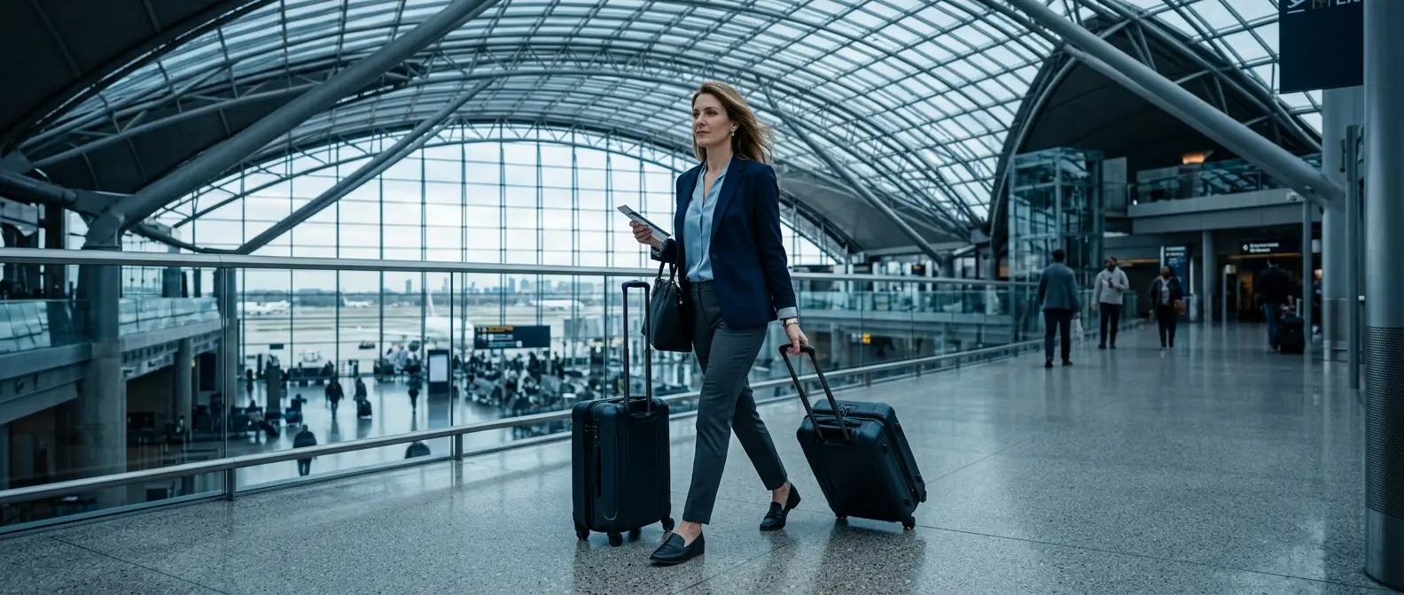Cadre en mutation internationale dans un aéroport