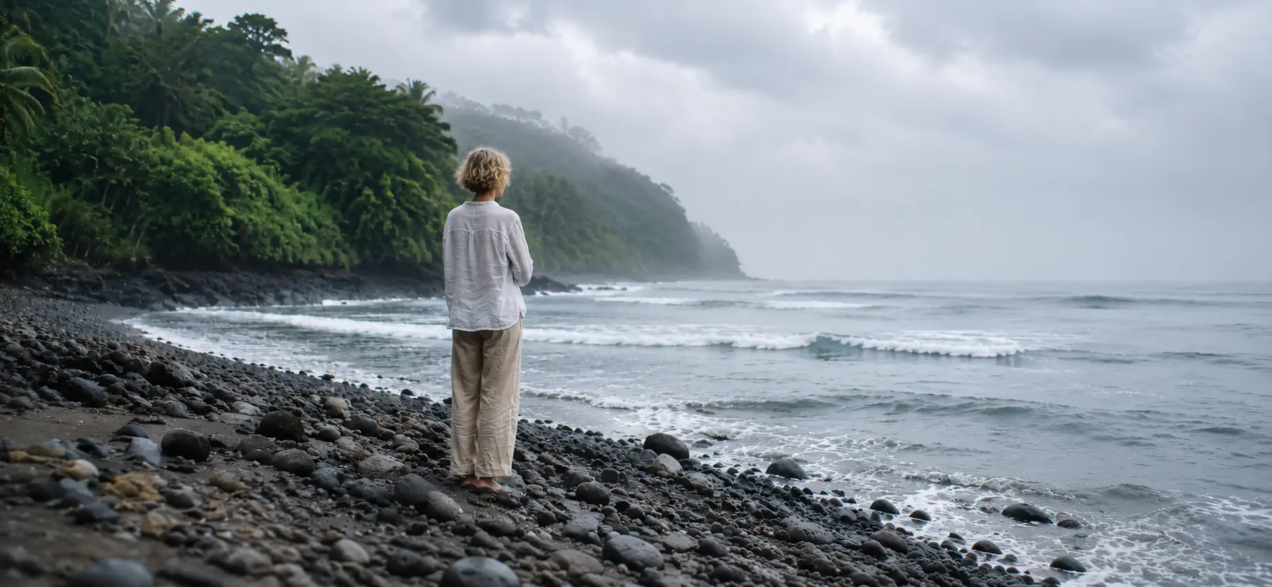 Mer calme au matin en Guadeloupe, horizon large — regarder loin plutôt que d'aller vite