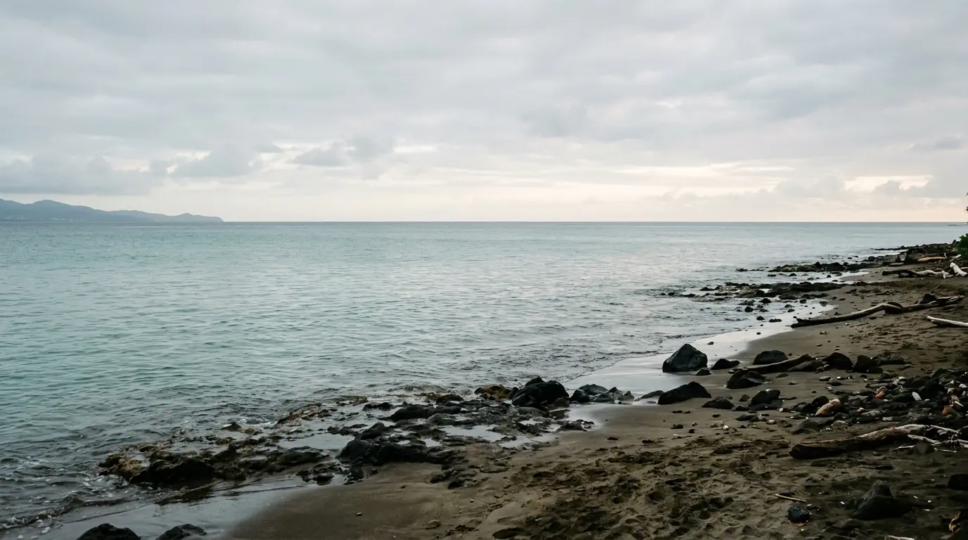 Mer calme au petit matin, horizon large, invitation à relâcher le regard.