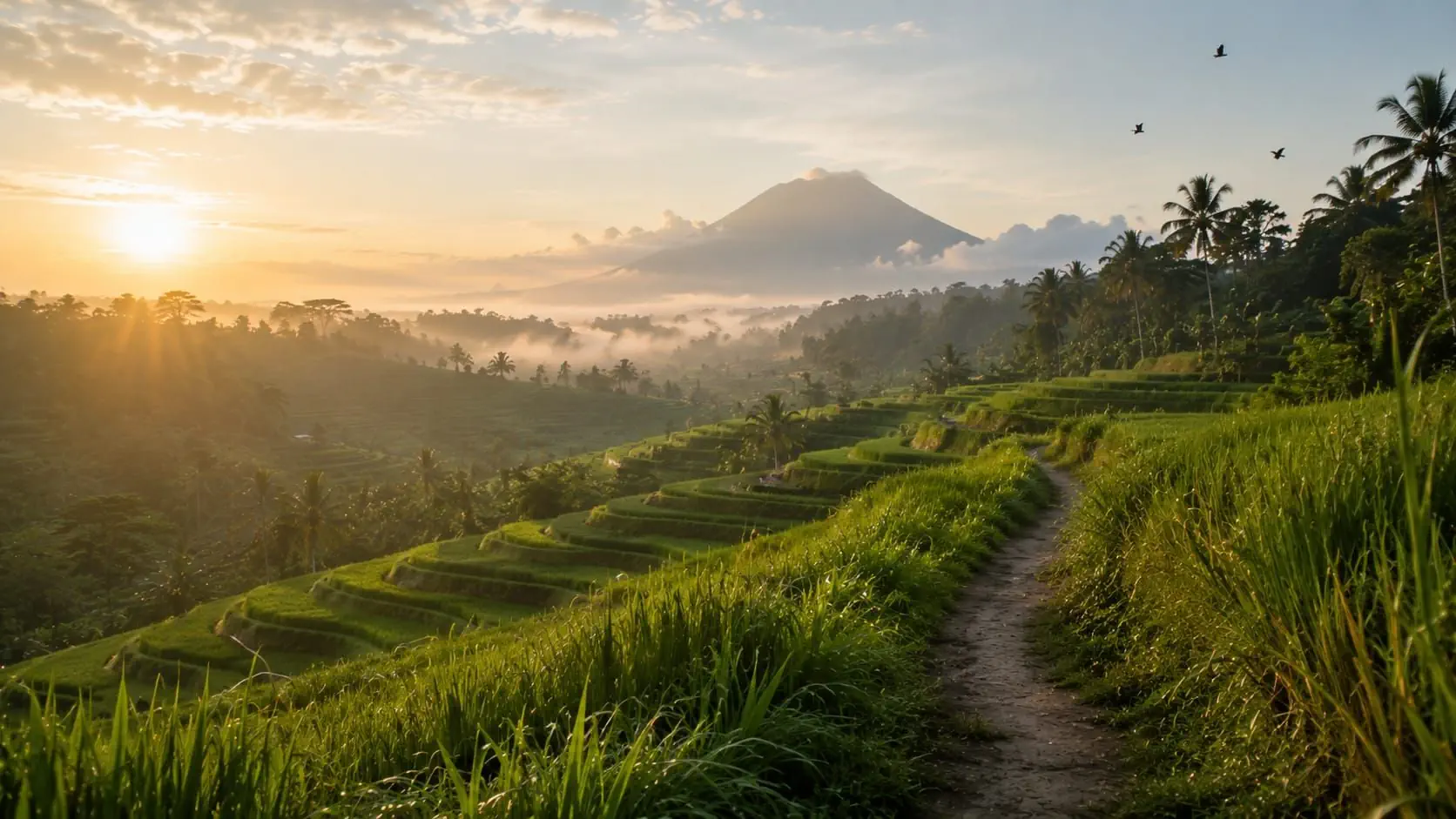 Deux silhouettes près d'une rivière à Sidemen, prolongement rural et silencieux de Bali.