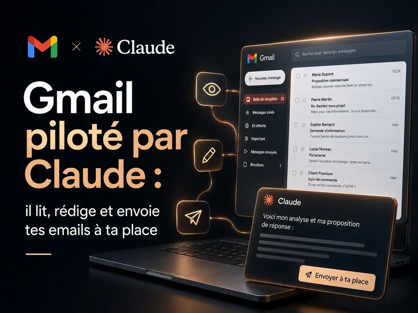 Gmail piloté par Claude : il lit, rédige et envoie tes emails à ta place
