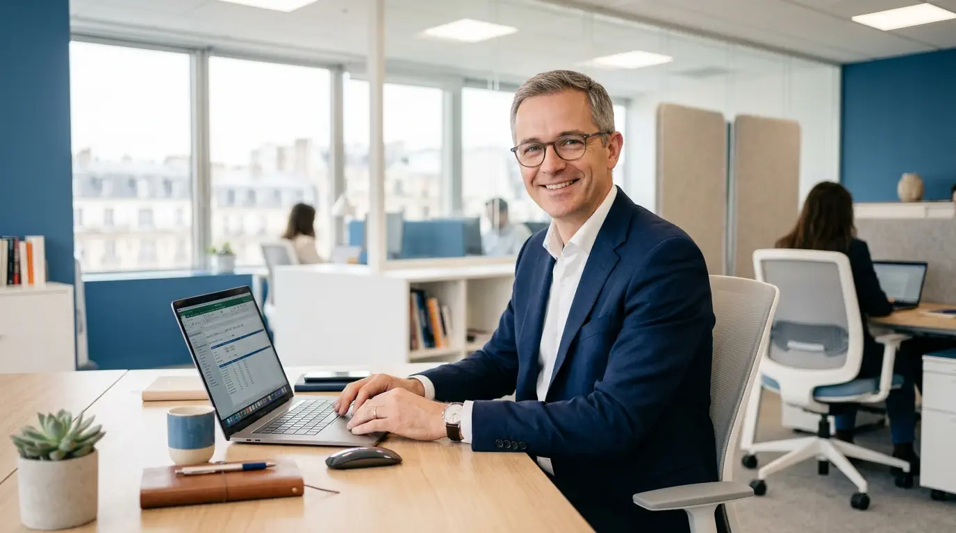 Comptable utilisant l'IA à son bureau