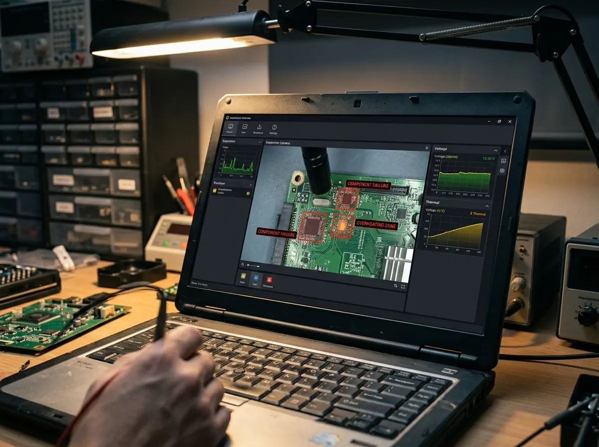 Interface de diagnostic avec zones suspectes entourées