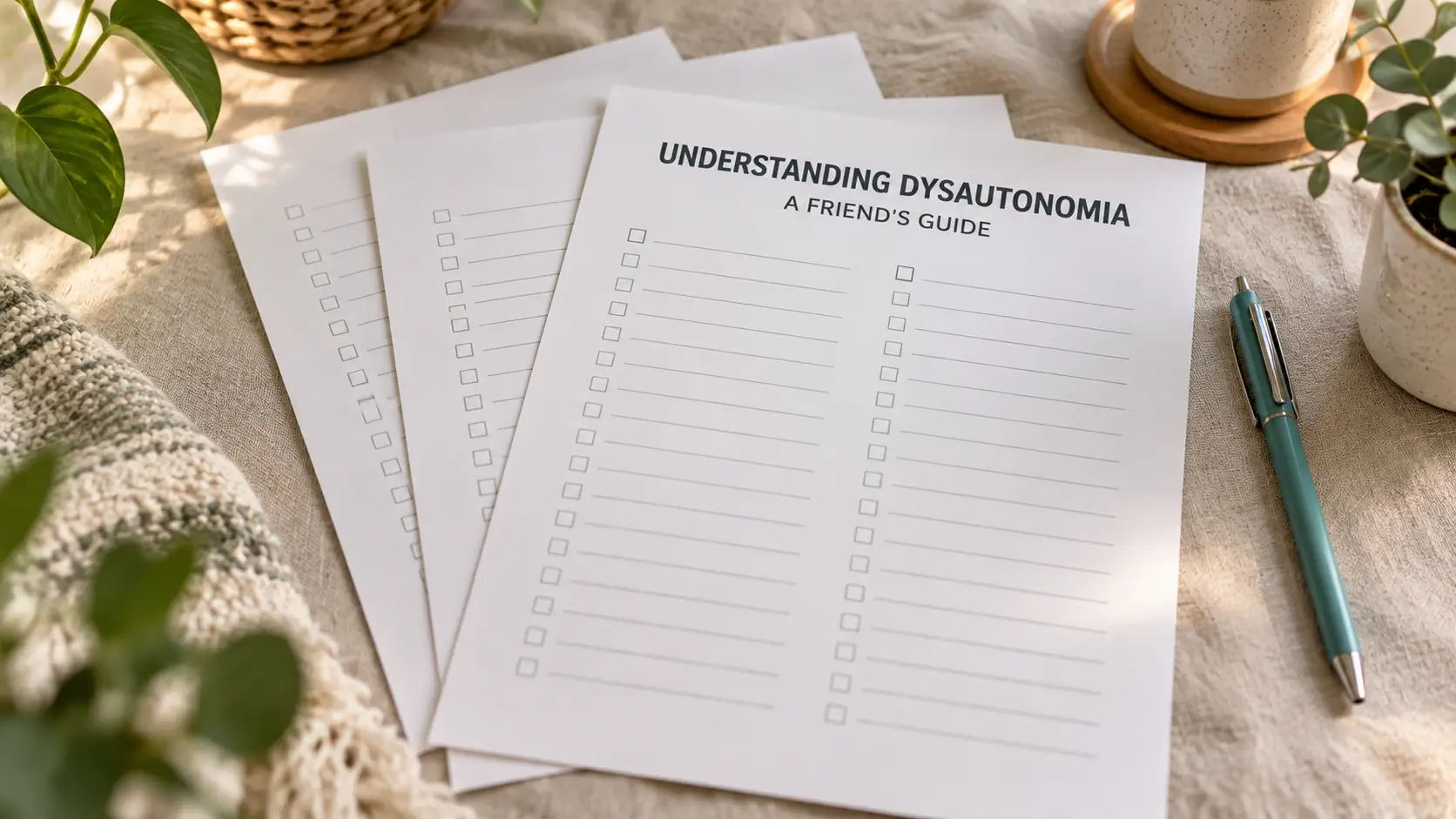 The free three-page dysautonomia awareness kit printable, shown as a preview