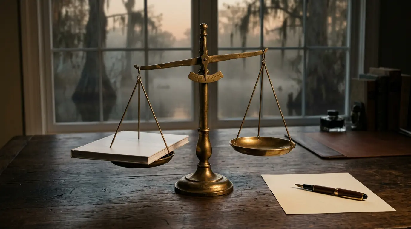 Balance de précision sur un bureau, symbole du jugement face à une recommandation impeccable