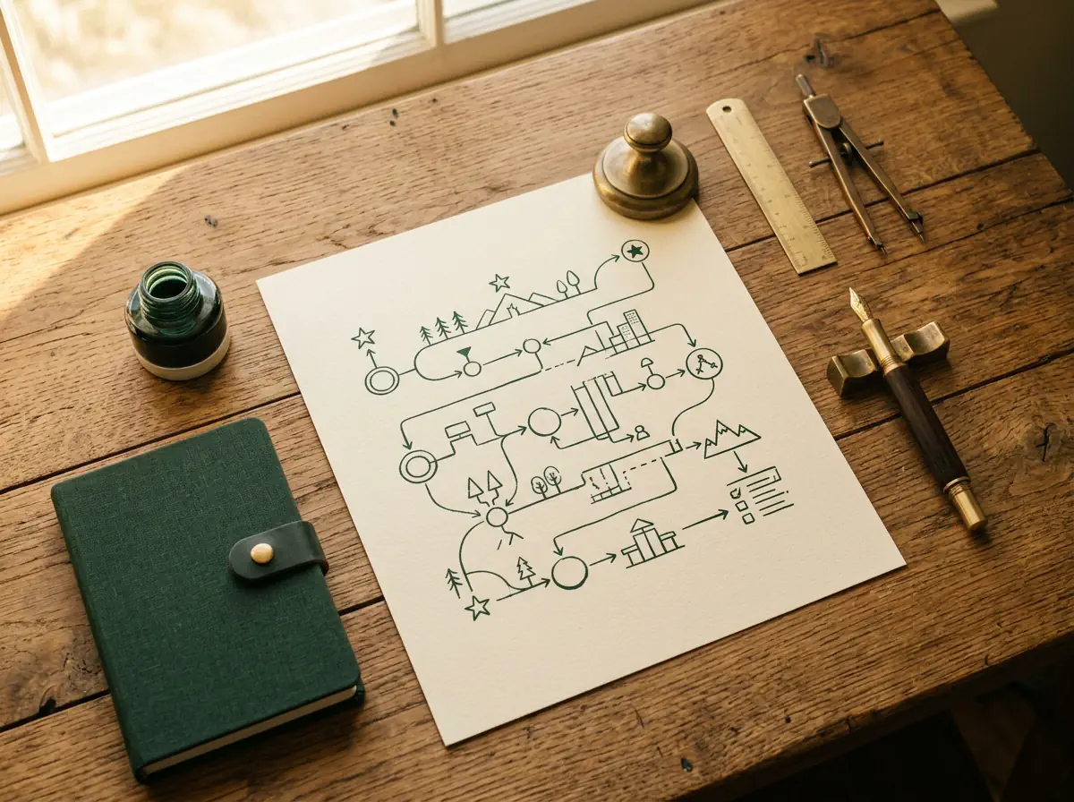 Une feuille de route posée sur un atelier
